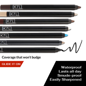 K7L Crayon Eyeliner Marron avec d'autres crayons de couleur