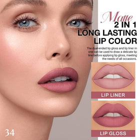 Kaely 2-en-1 Rouge à Lèvres Mat 34 Mauve avec embouts visibles