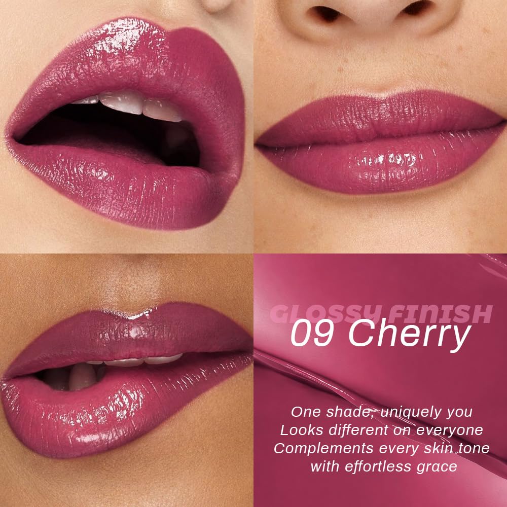 Kaely Rouge à lèvres hydratant teinté Cerise dans un environnement de maquillage