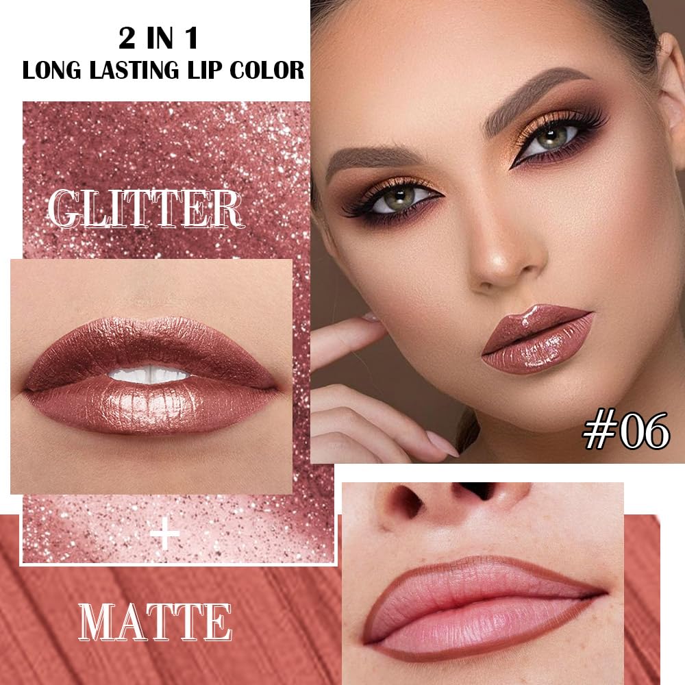 Kaely Rouge à Lèvres Métallique 2-en-1 embout crayon et rouge