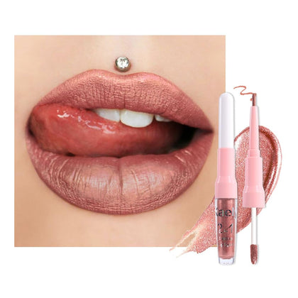 Kaely Rouge à Lèvres Métallique 2-en-1 vue de face avec embouts duals
