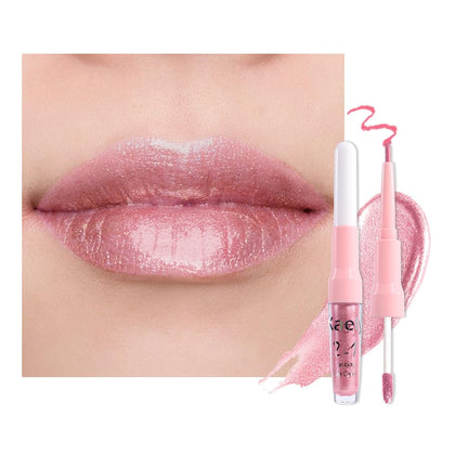 Kaely rouge à lèvres métallique nude rose avec crayon intégré