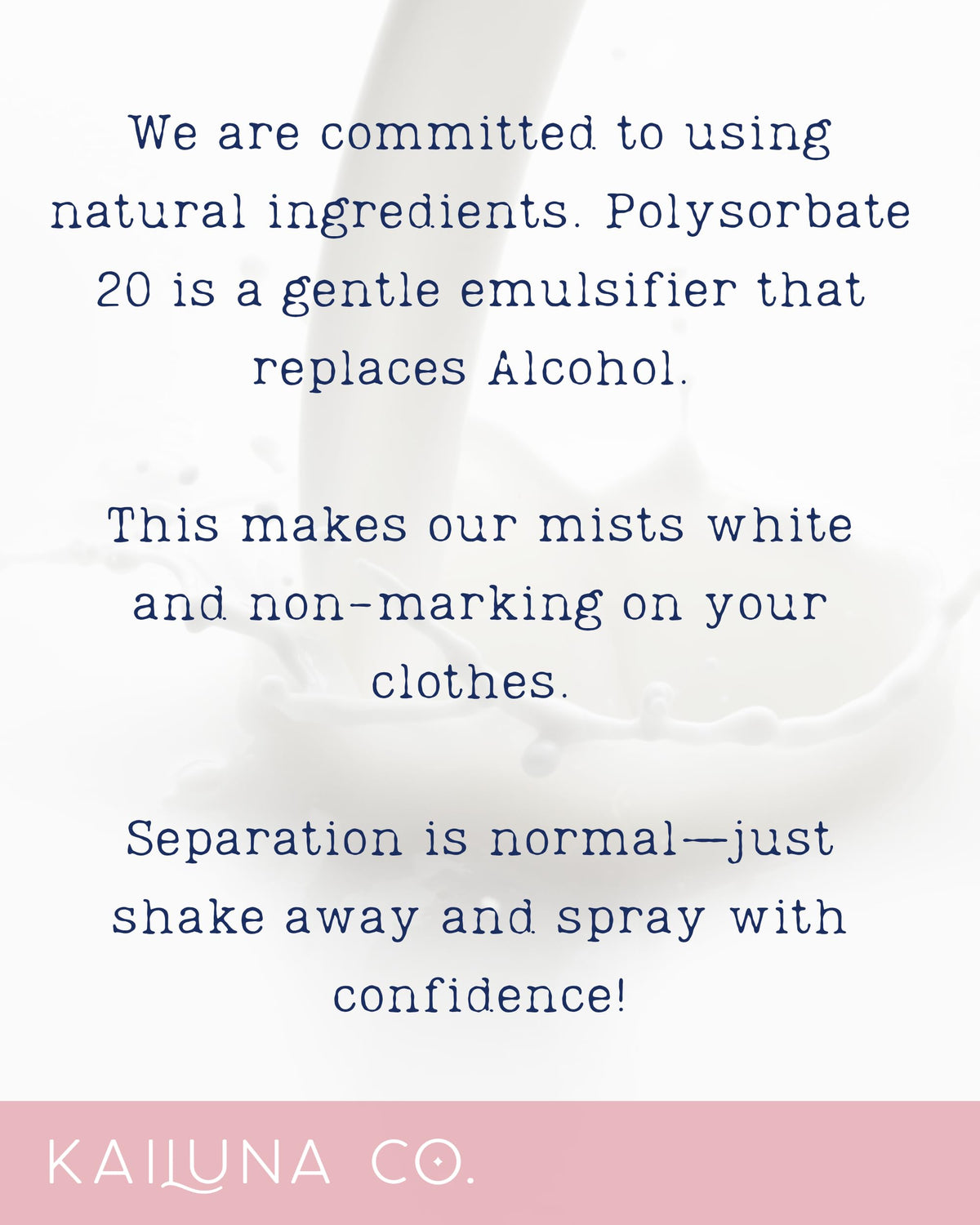 Kailuna Co. brume parfumée, détails des notes parfumées