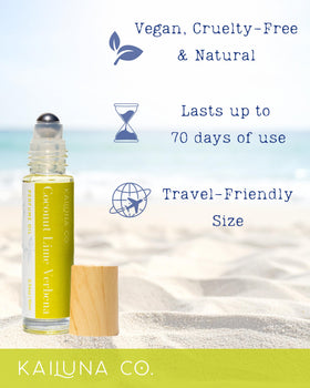 Kailuna Co. Roll-On Huile Essentielle Coco Lime Verbena 10 ml en situation de voyage