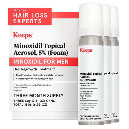 Keeps Minoxidil 5% flacon de mousse avant utilisation