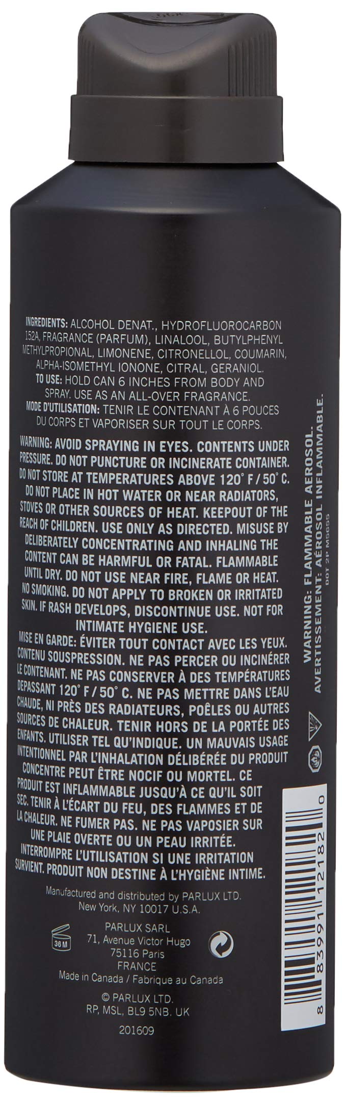 Kenneth Cole Mankind Spray Corporel 230g côté avec bouchon