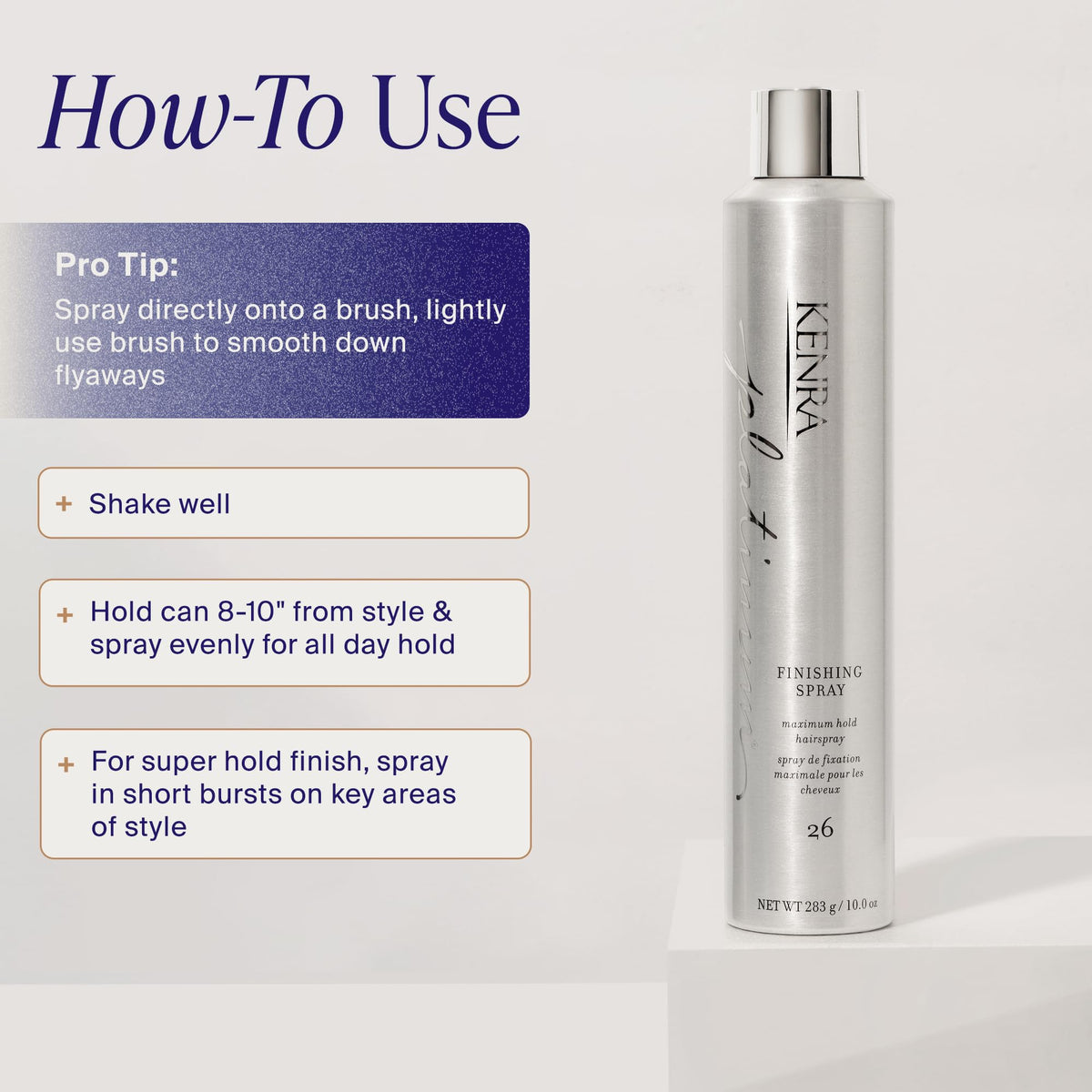 Kenra Platinum Finishing Spray 26 10 oz dans un environnement de salle de bain