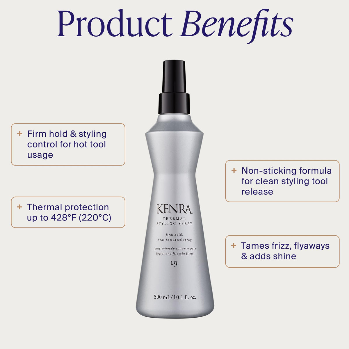 Kenra Spray Thermique 19 application sur cheveux