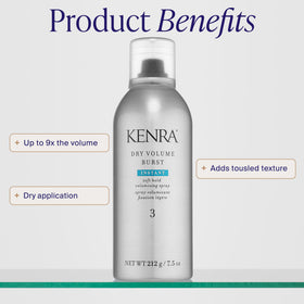 Kenra Spray Volume Instantané 259g, application sur cheveux