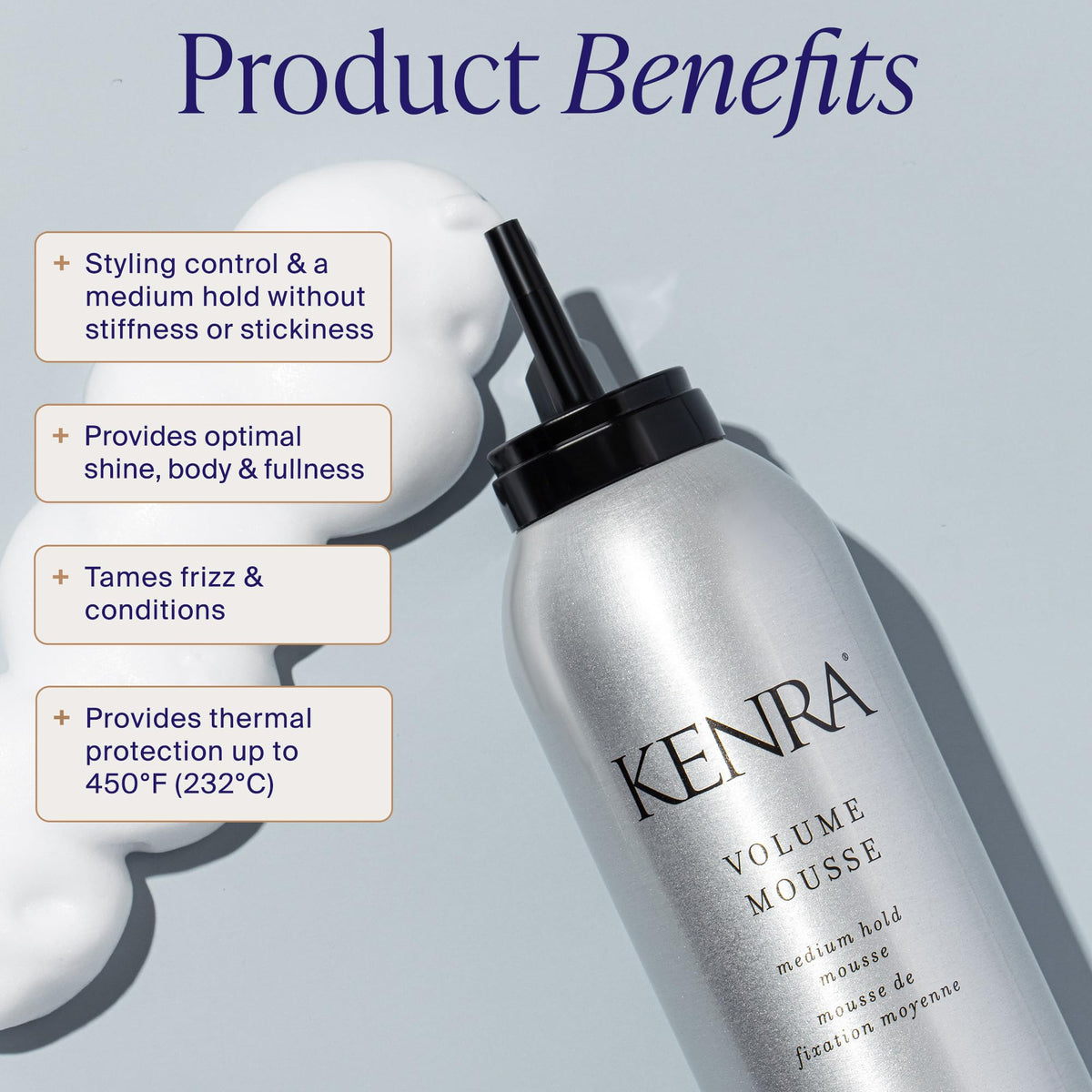 Kenra Volume Mousse 12 application sur cheveux