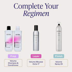 Kenra Volume Spray 25 à côté d'autres produits de coiffure