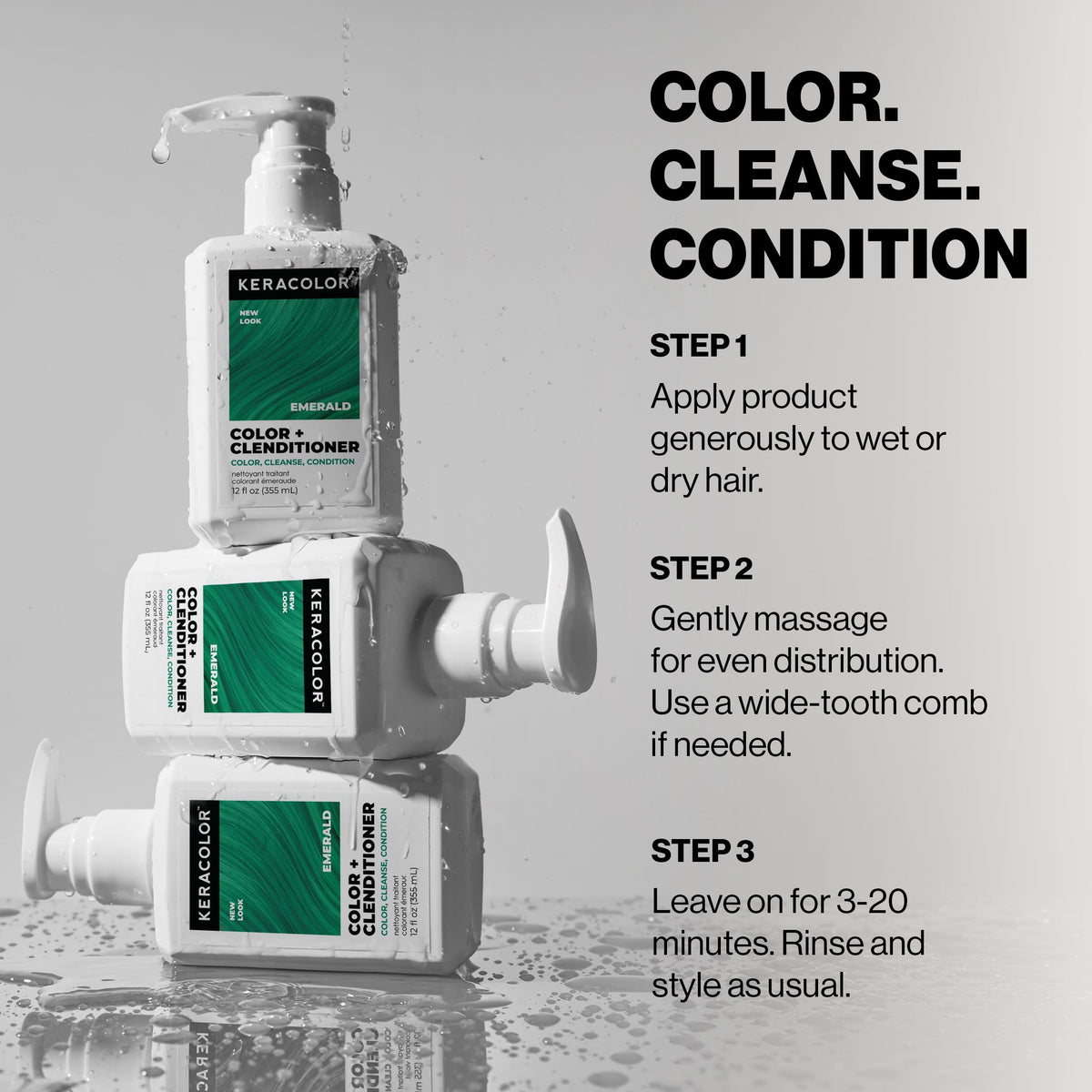 KERACOLOR Color + Clenditioner Émeraude sur fond neutre