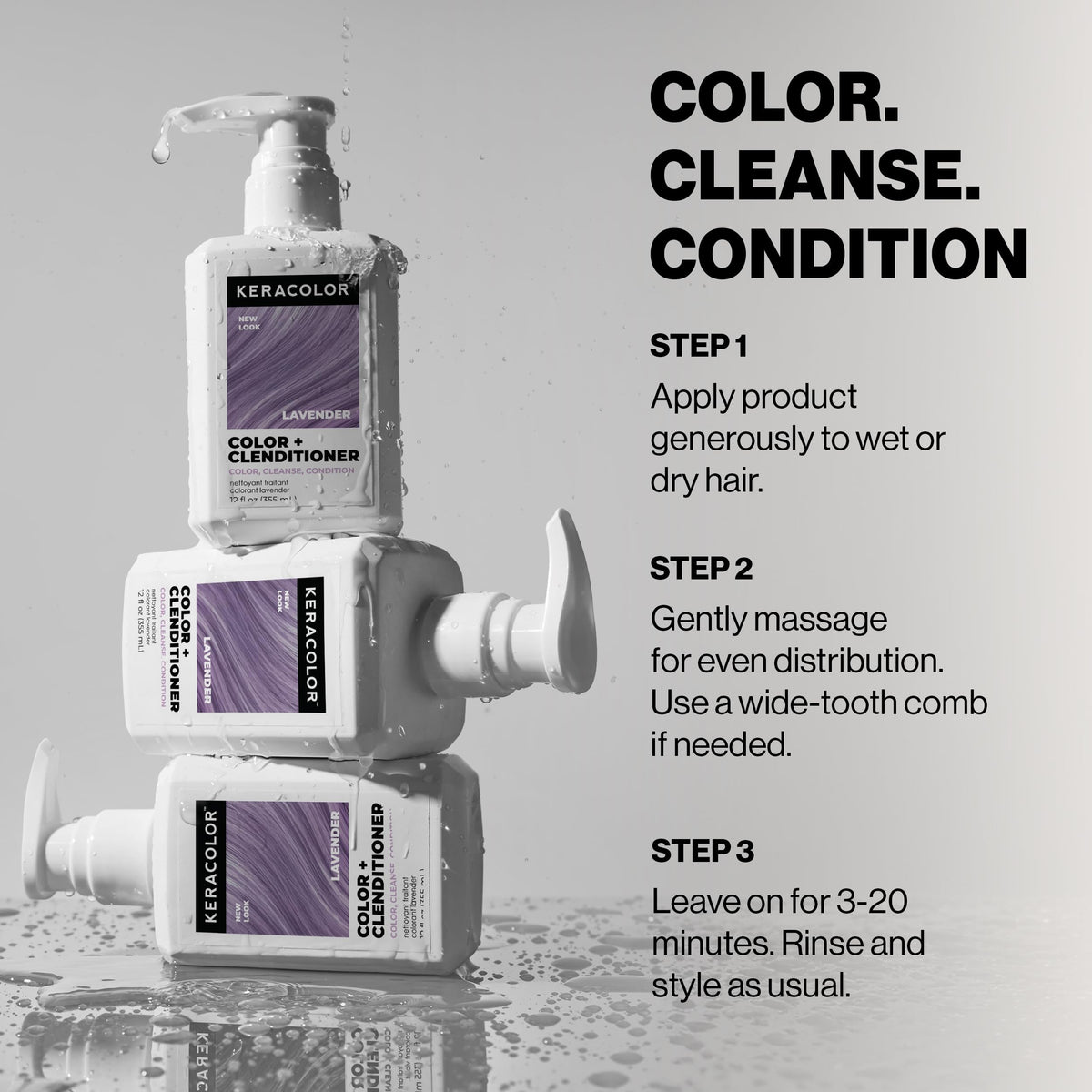 KERACOLOR Color + Clenditioner Lavande sur cheveux brillants