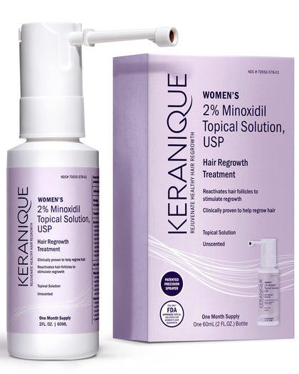 Keranique traitement de repousse capillaire femme 2% Minoxidil face avant