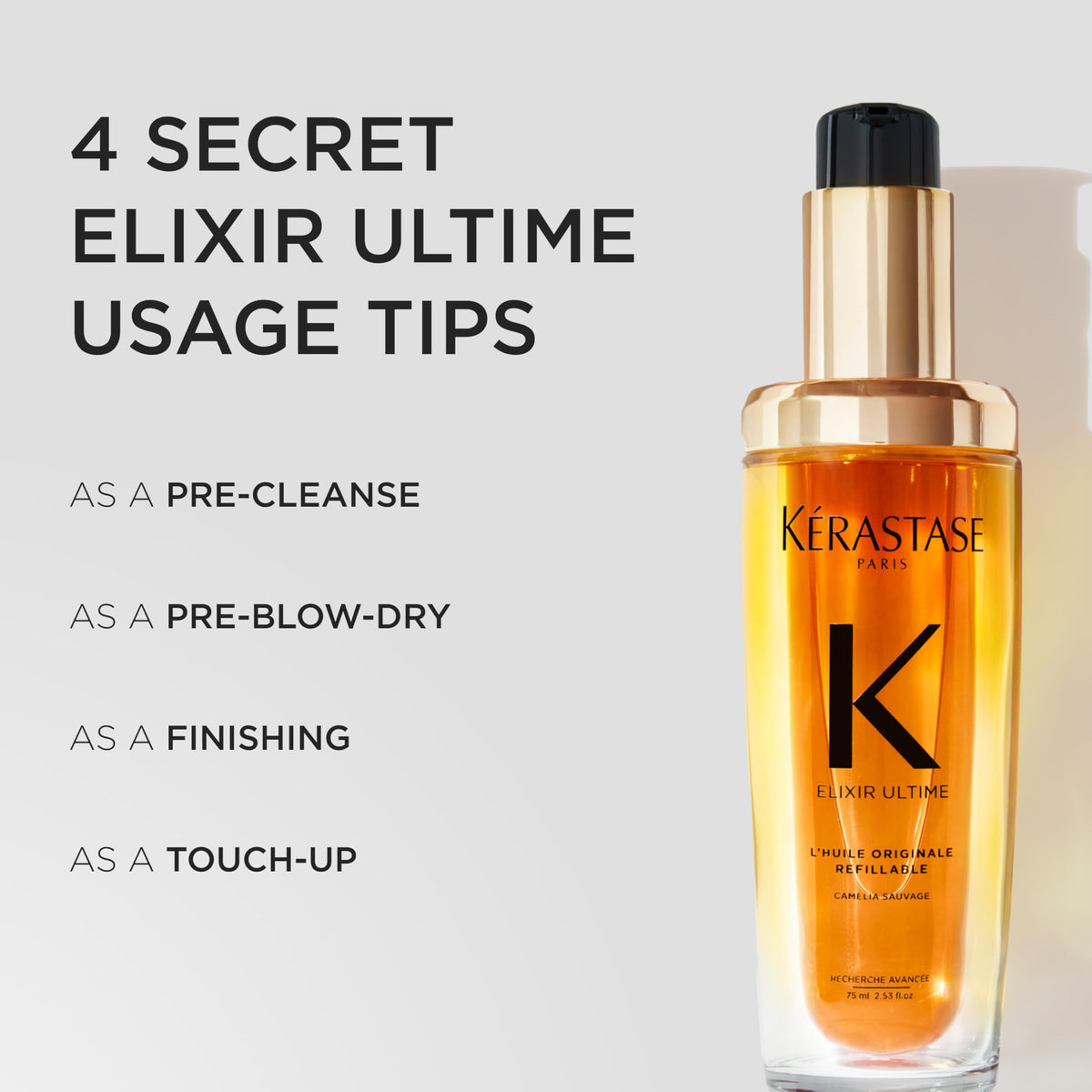 KÉRASTASE Elixir Ultime huile capillaire sur cheveux