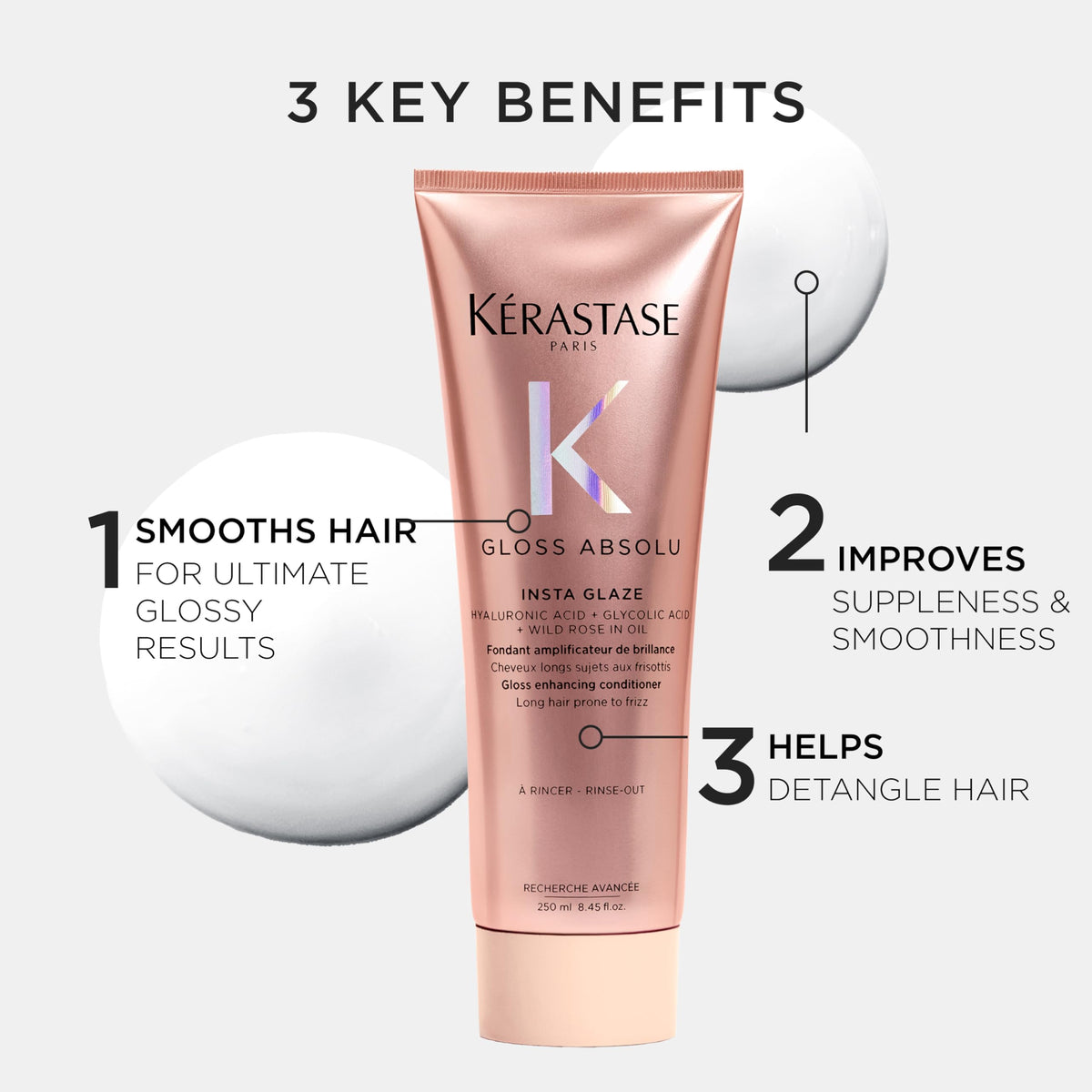 KÉRASTASE Gloss Absolu Après-Shampooing 265g en utilisation sur cheveux