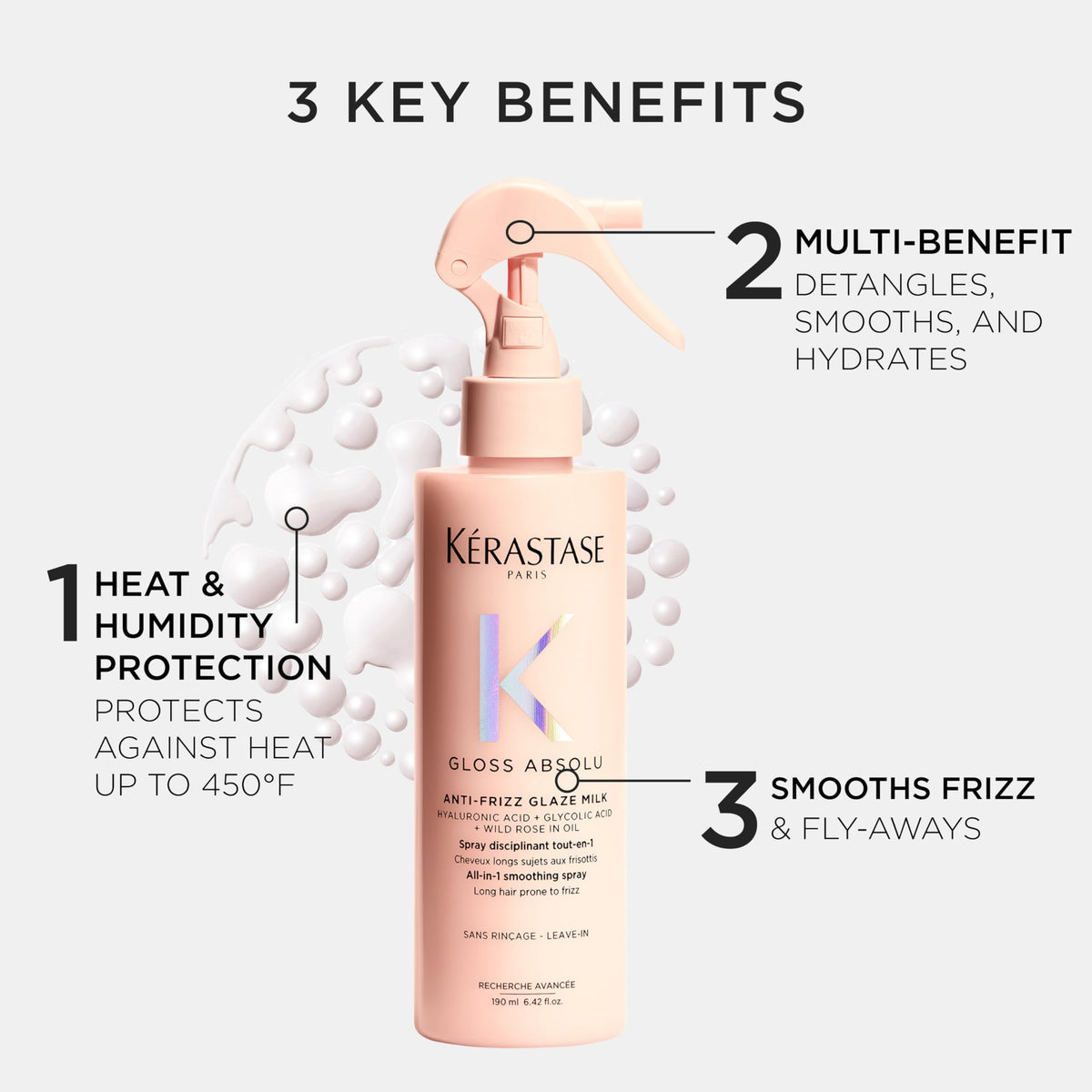 Kérastase Gloss Absolu Lait Anti-Frisottis en application sur cheveux longs