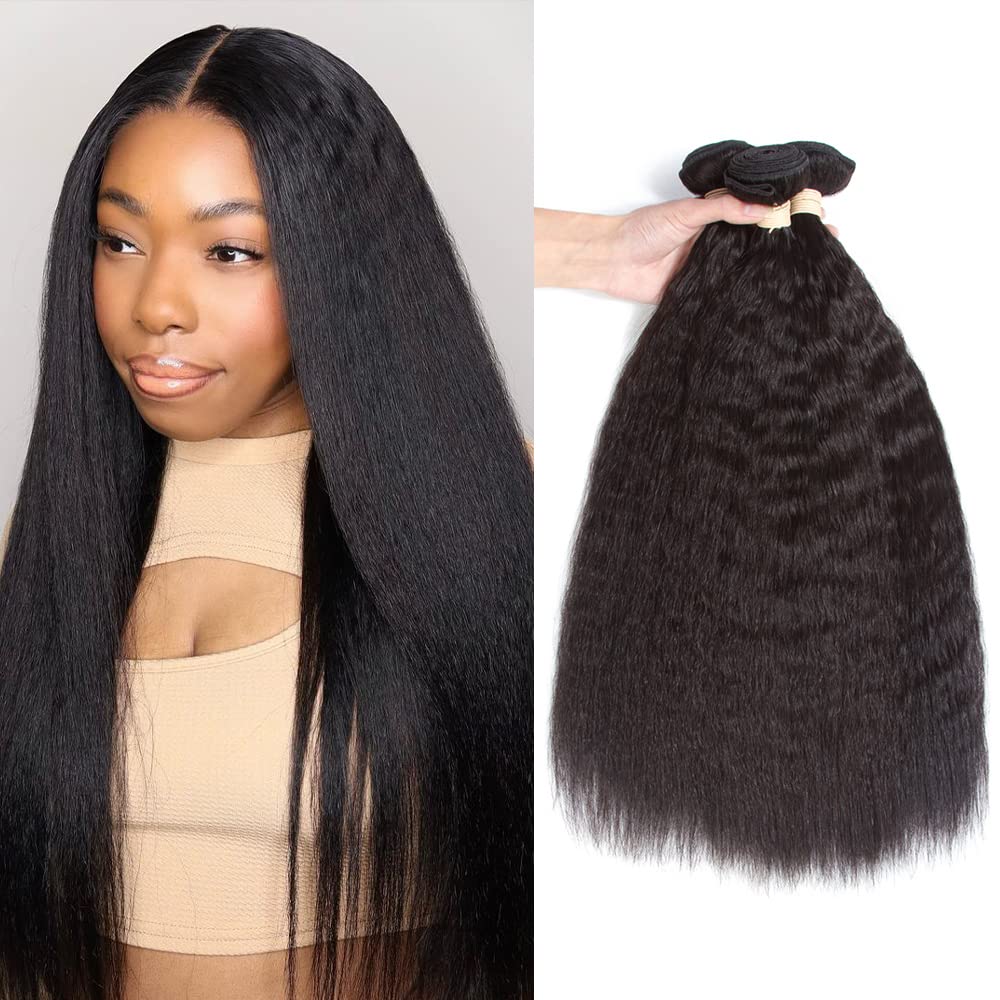 Kerriana Kinky Straight bundle de cheveux humains 16 pouces