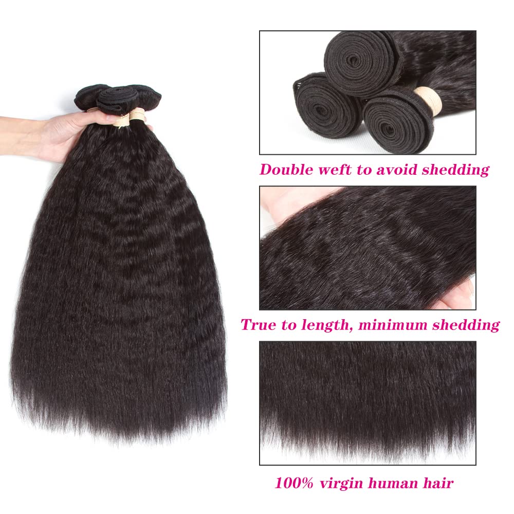 Kerriana Kinky Straight bundle de cheveux humains 18 pouces