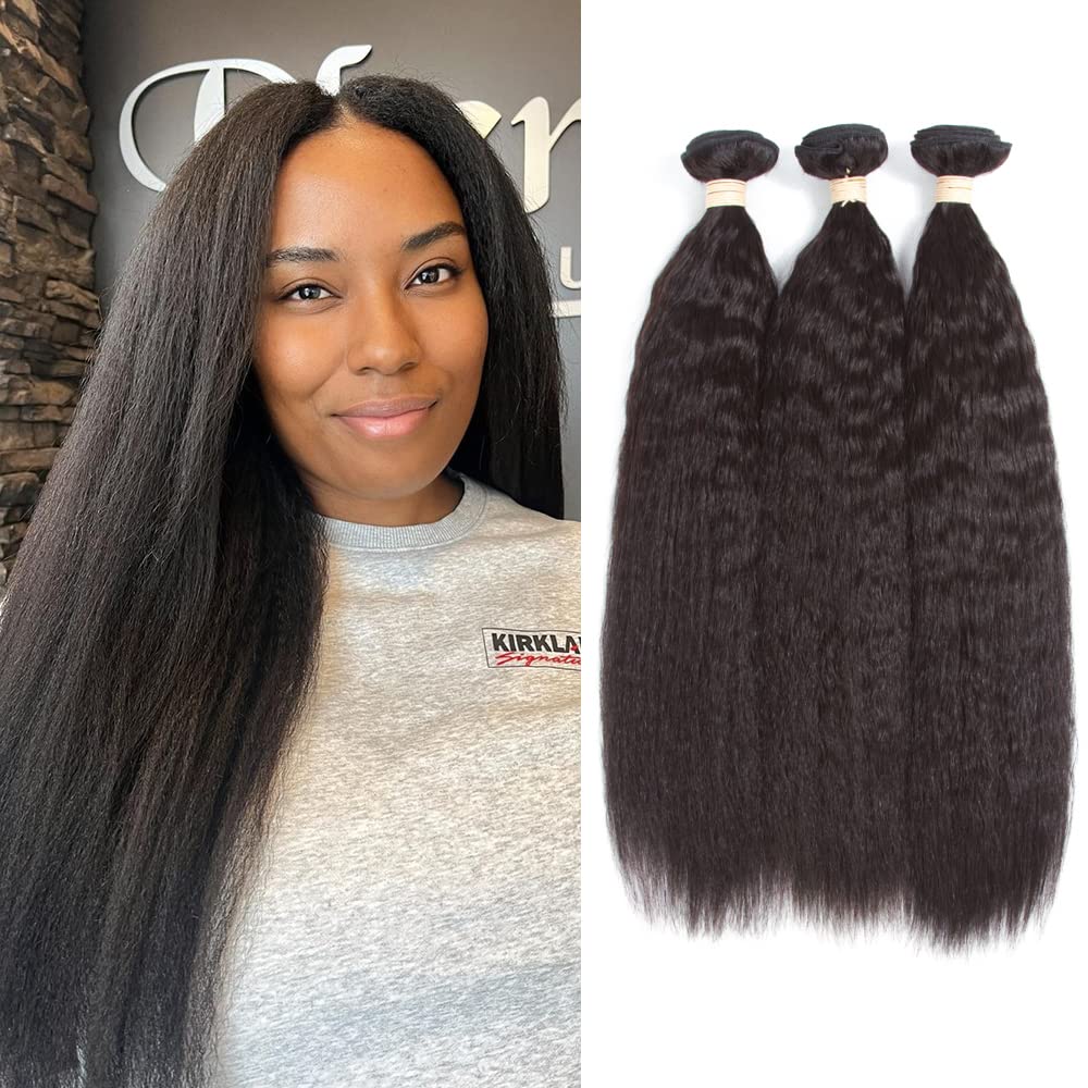 Kerriana Kinky Straight cheveux humains en tresse