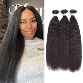 Kerriana Kinky Straight cheveux humains en tresse
