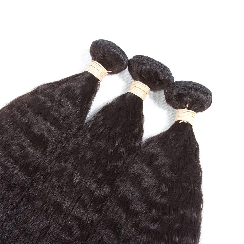 Kerriana Kinky Straight cheveux humains vue de l'arrière