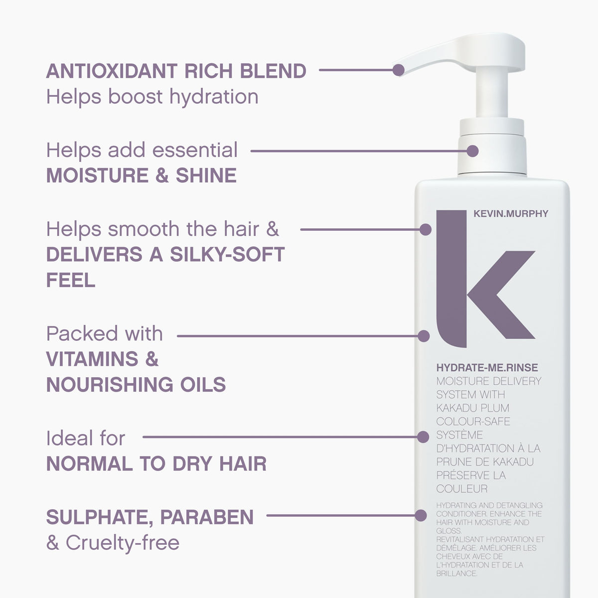 KEVIN.MURPHY HYDRATE-ME.RINSE 1 L, application sur cheveux