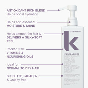 KEVIN.MURPHY HYDRATE-ME.RINSE 1 L, application sur cheveux