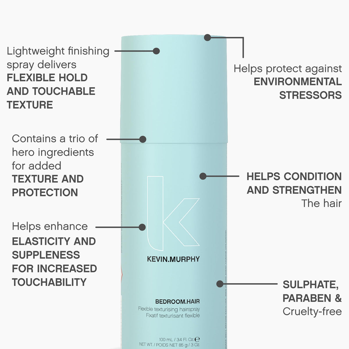KEVIN.MURPHY Spray Texturisant Flexible 100 mL avec cheveux coiffés