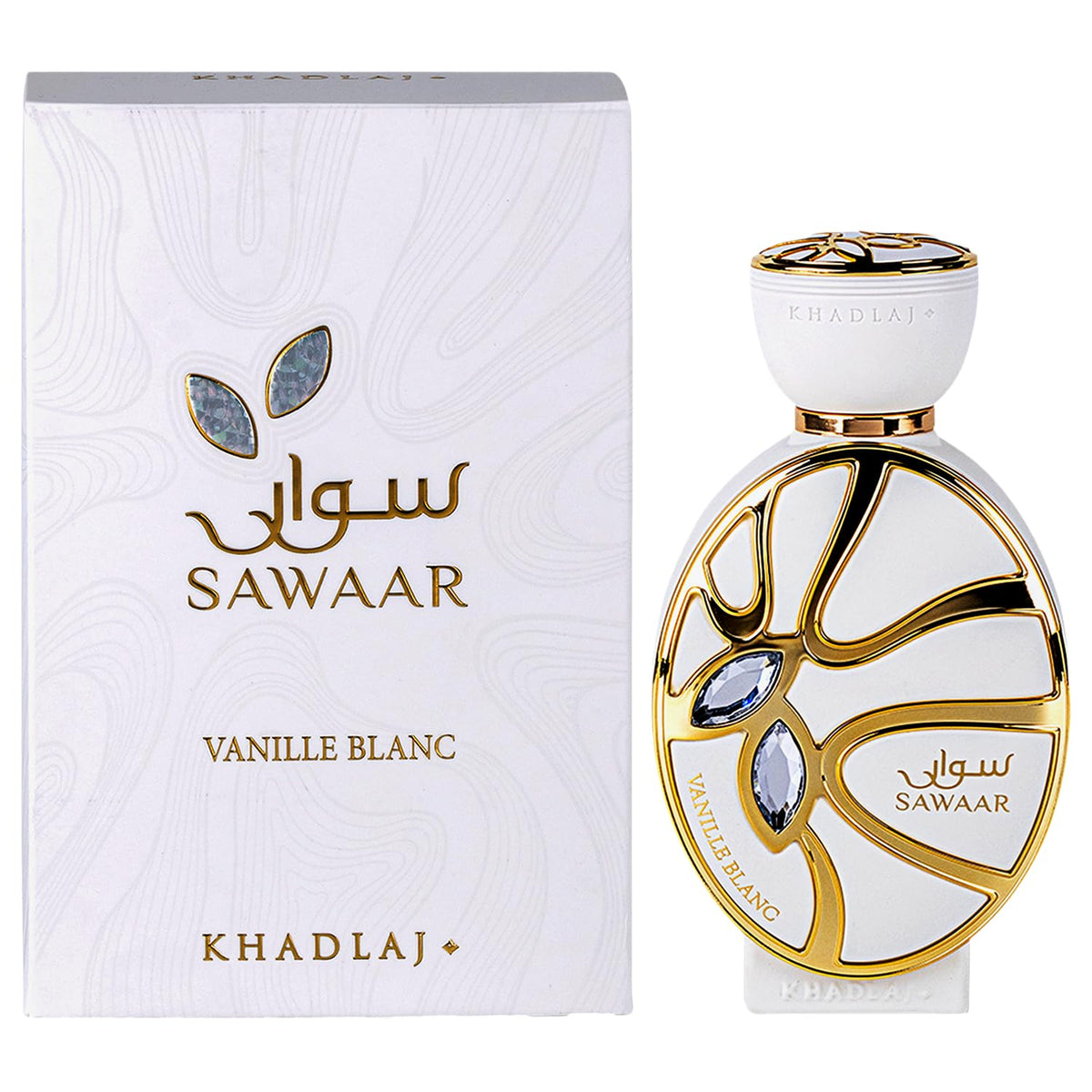 Khadlaj Sawaar Vanille Blanc Eau de Parfum 100 ml vue arrière avec détails de composition