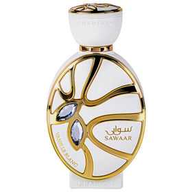 Khadlaj Sawaar Vanille Blanc Eau de Parfum 100 ml vue avant avec flacon élégant