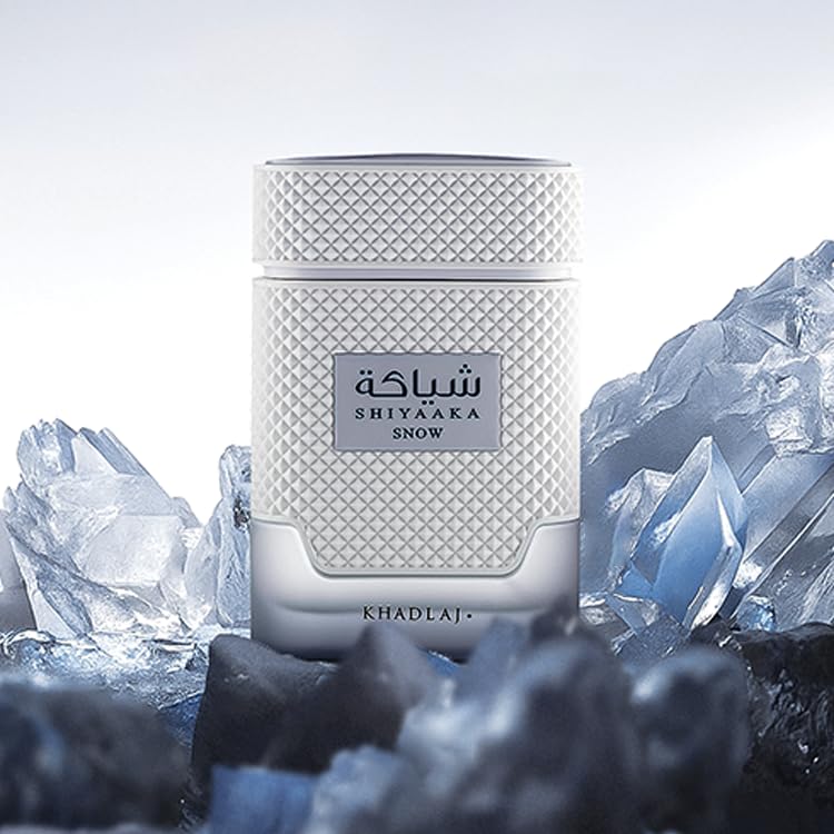 Khadlaj Shiyaaka Snow parfum sur fond élégant