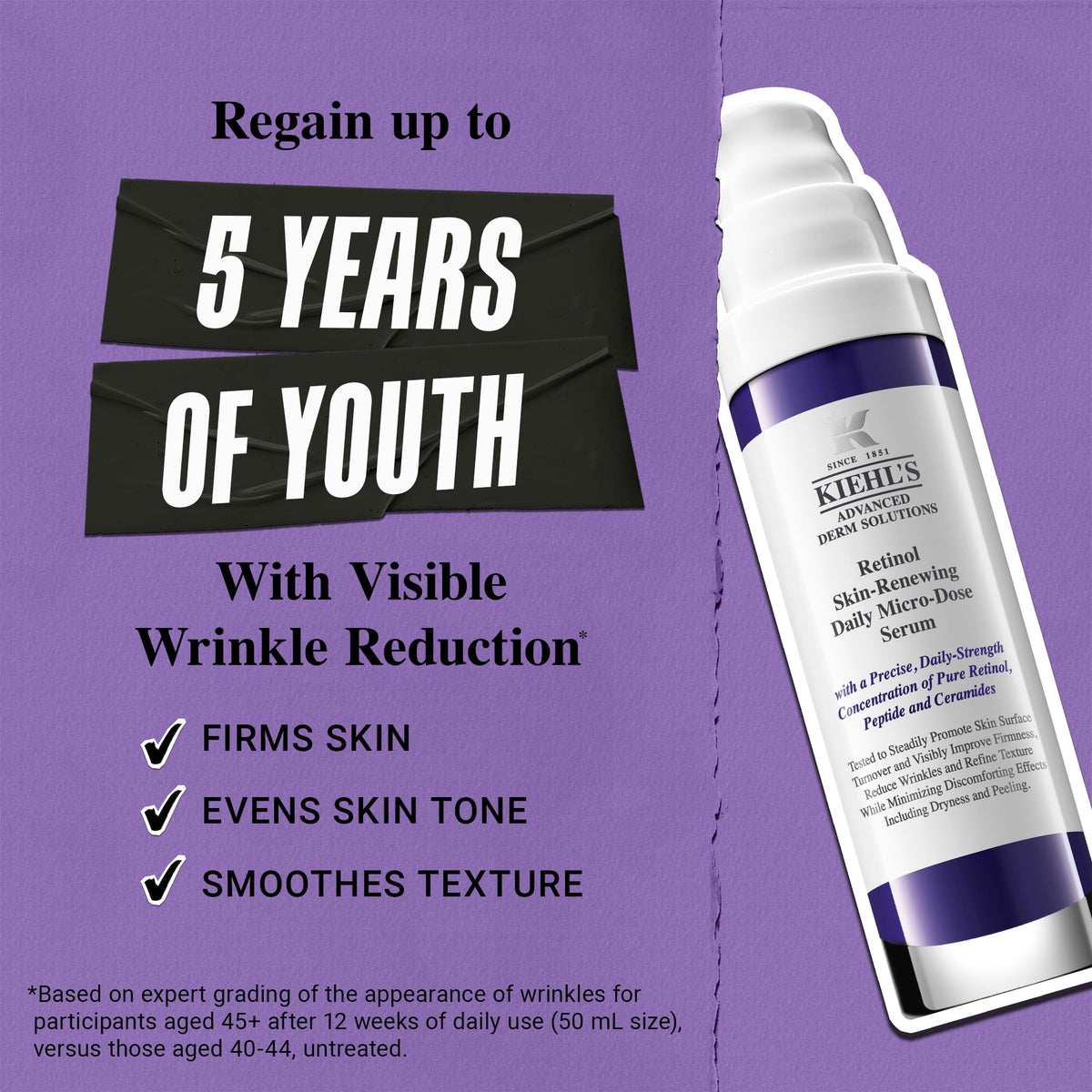 Kiehl's Sérum de Rétinol Micro-Dose 30 ml avec texture sur main