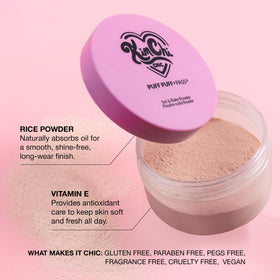 Kimchi Chic Poudre Libre Puff Puff Pass 100g avec accessoires de maquillage