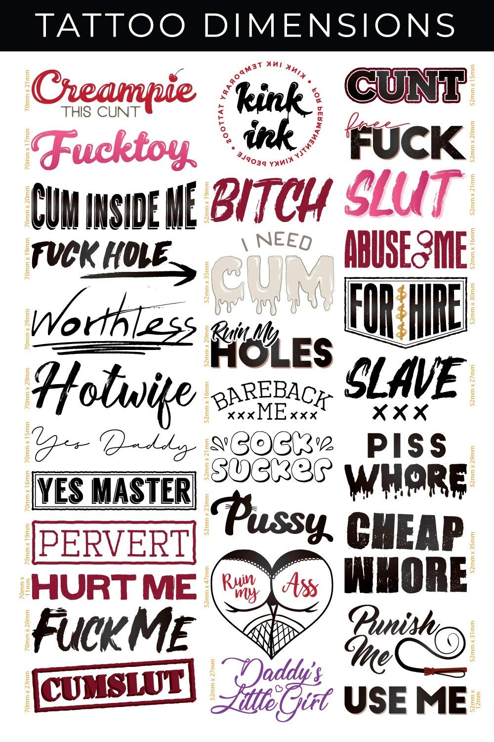 kink ink tatouages temporaires appliqués sur peau