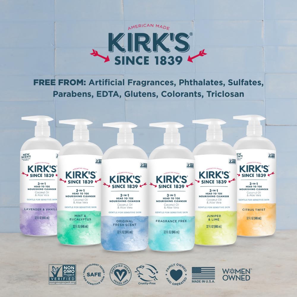 Kirk's Gel Nettoyant 3-en-1 946 ml sur fond neutre