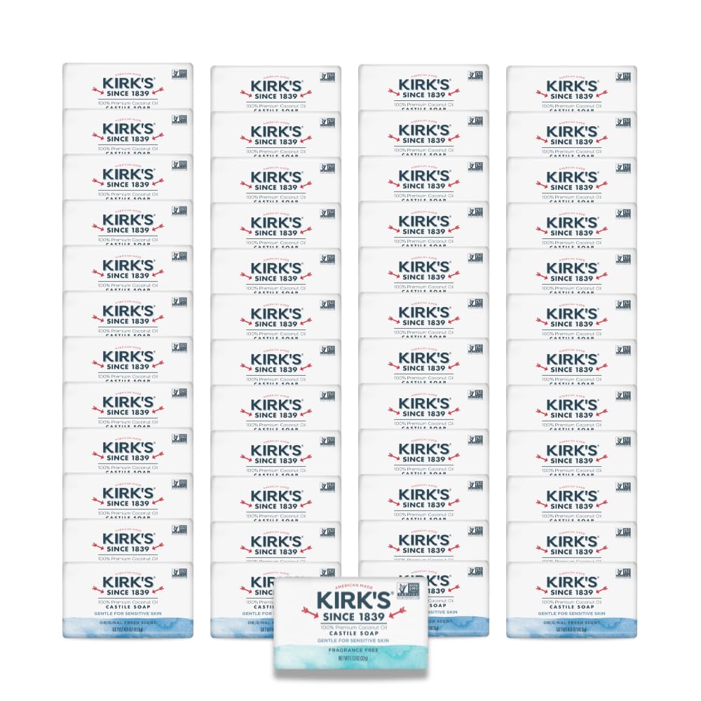 Kirk's Savon de Castille barre 4 oz vue avant avec emballage