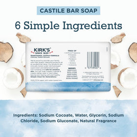 Kirk's Savon de Castille barre sans parfum pour voyage