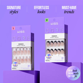 KISS Core Faux Ongles 'Optimistic' présentés avec accessoires