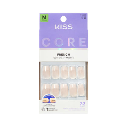 KISS Core Faux Ongles Scenario rose, vue de face avec 32 pièces