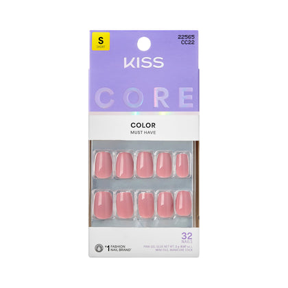 KISS Faux Ongles 'Felicity' rose en avant-plan avec finition brillante