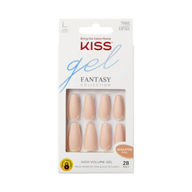 KISS Gel Fantasy faux ongles longs beige coffins, vue de face