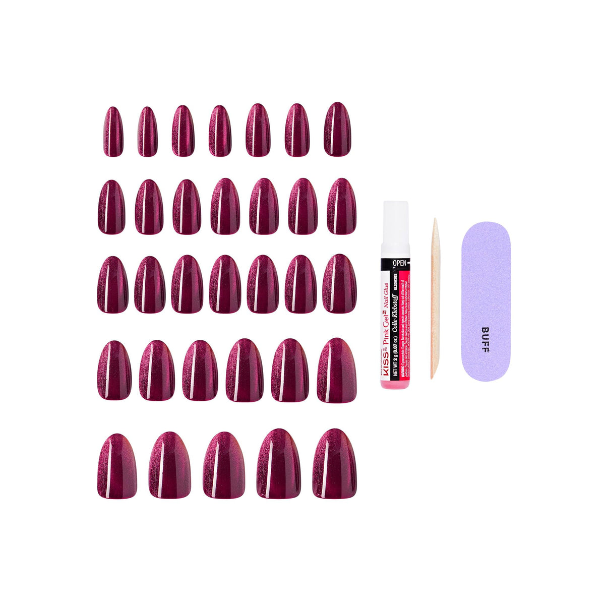 KISS Press On Nails 'Glittering' violet, colle et mini lime inclus