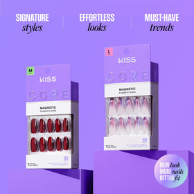 KISS Press On Nails 'Glittering' violet, taille et ajustement