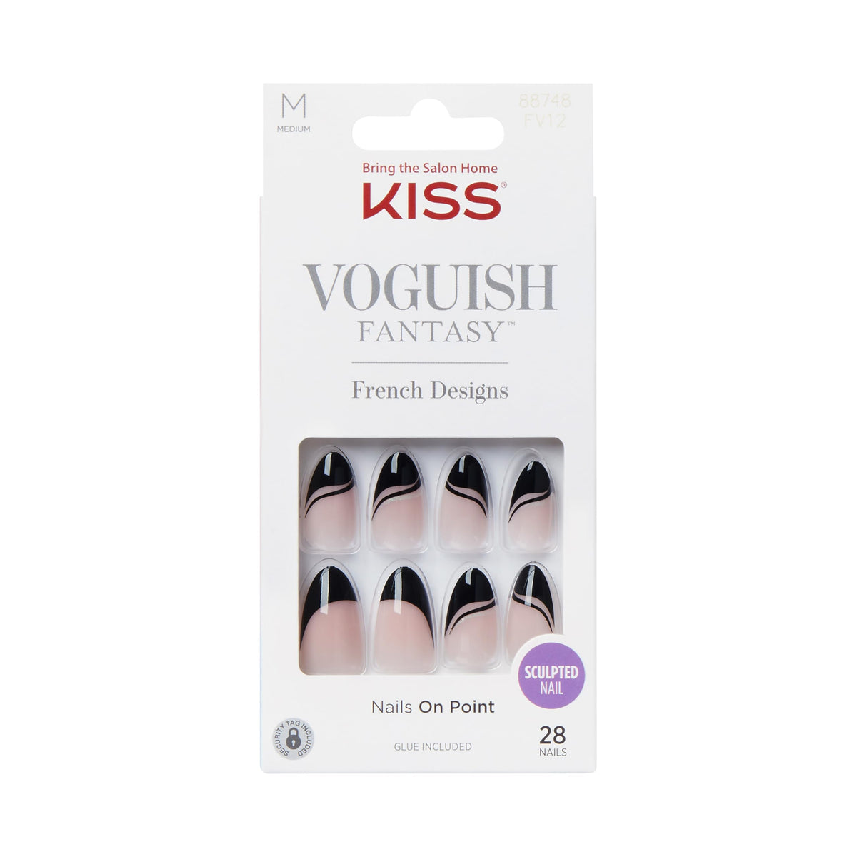 KISS Voguish Fantasy Ongles Press-On Magnifique Noir ensemble complet