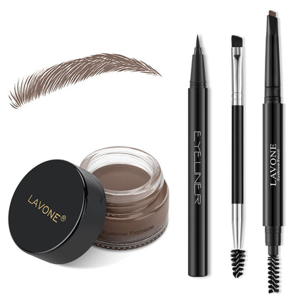 Kit à sourcils LAVONE avec crayon, poudre et eyeliner noir
