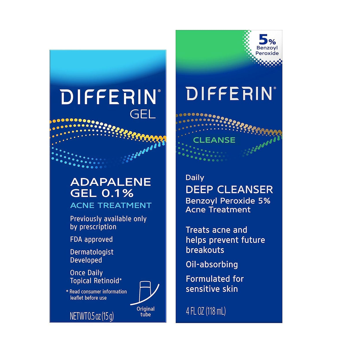 Kit anti-acné Differin avec gel adapalène 0,1% et nettoyant