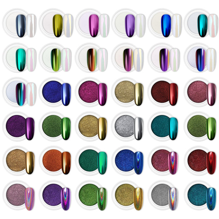Kit Artdone de poudres chromées pour ongles avec 36 pots