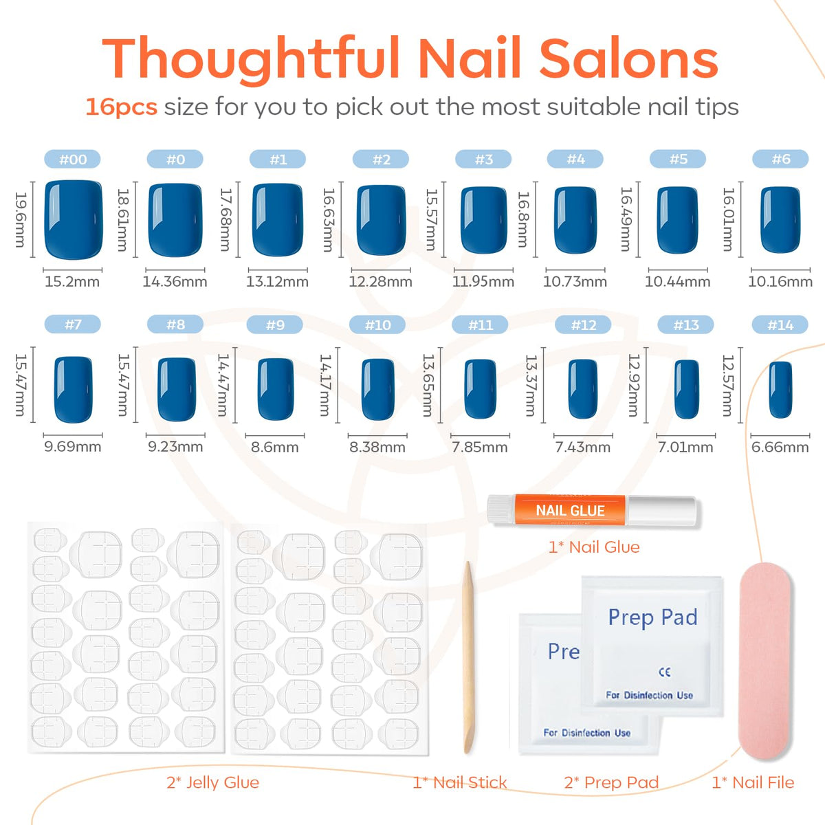Kit complet de faux ongles modelones avec colle et accessoires
