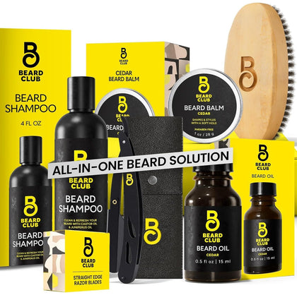 Kit d'Entretien de Barbe The Beard Club avec rasoir droit et accessoires